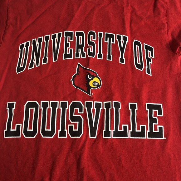 University of Louisville Champion‎ Red Logo SS T-shirt Sz Small - Picture 2 of 6